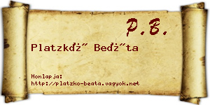 Platzkó Beáta névjegykártya